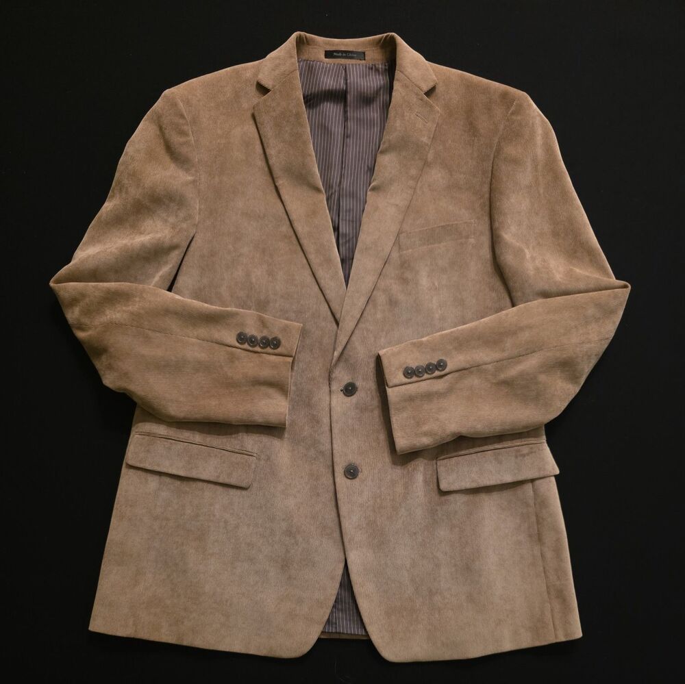Calvin Klein Men's Brown Blazer Jacket 46L Notch Collar Button Lined